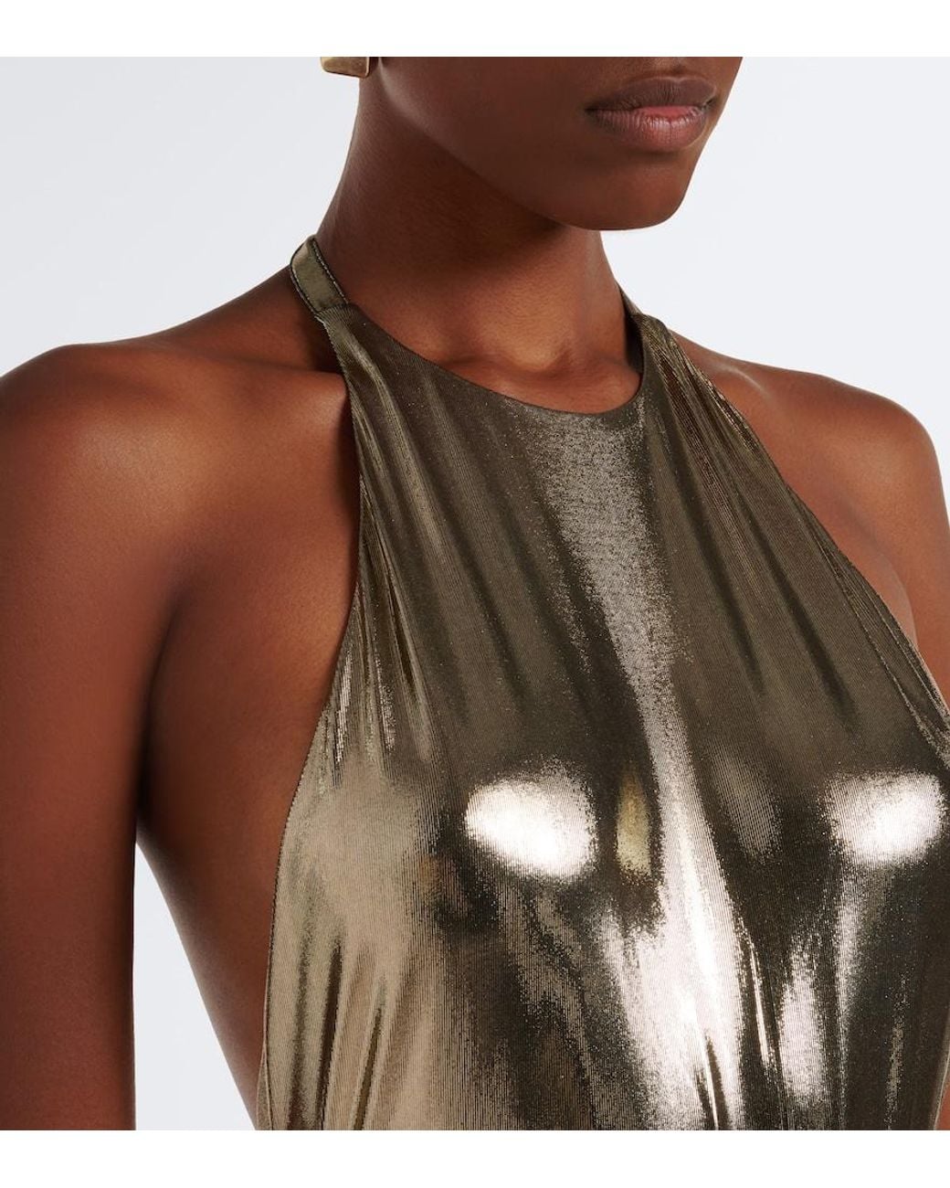 retroféte Metallic Anida Gathered Halterneck Gown