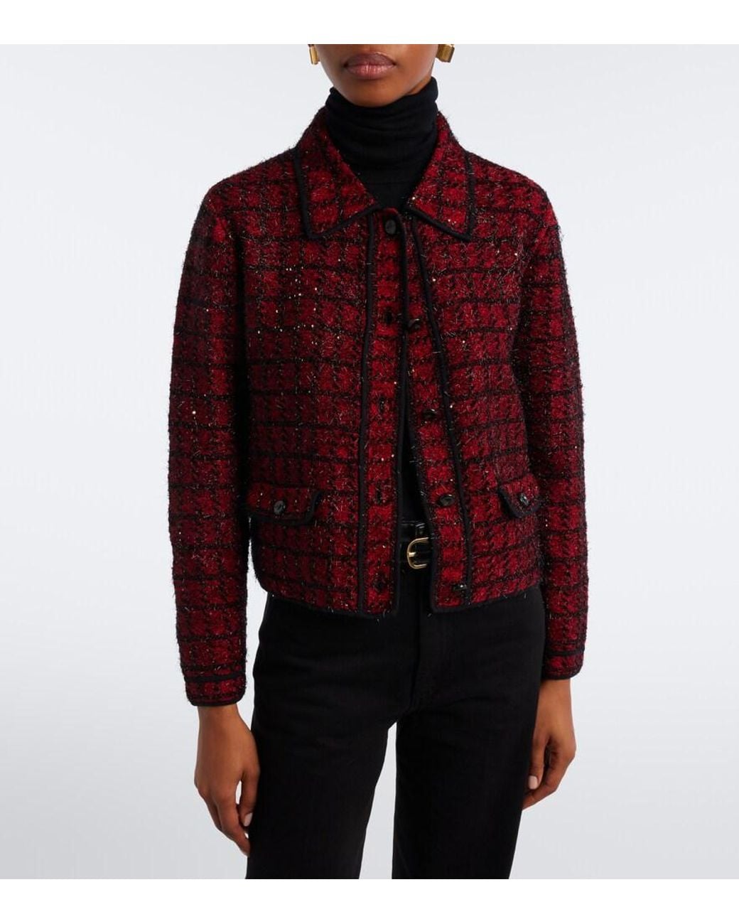 Veronica Beard Red Blanche Tweed Jacket