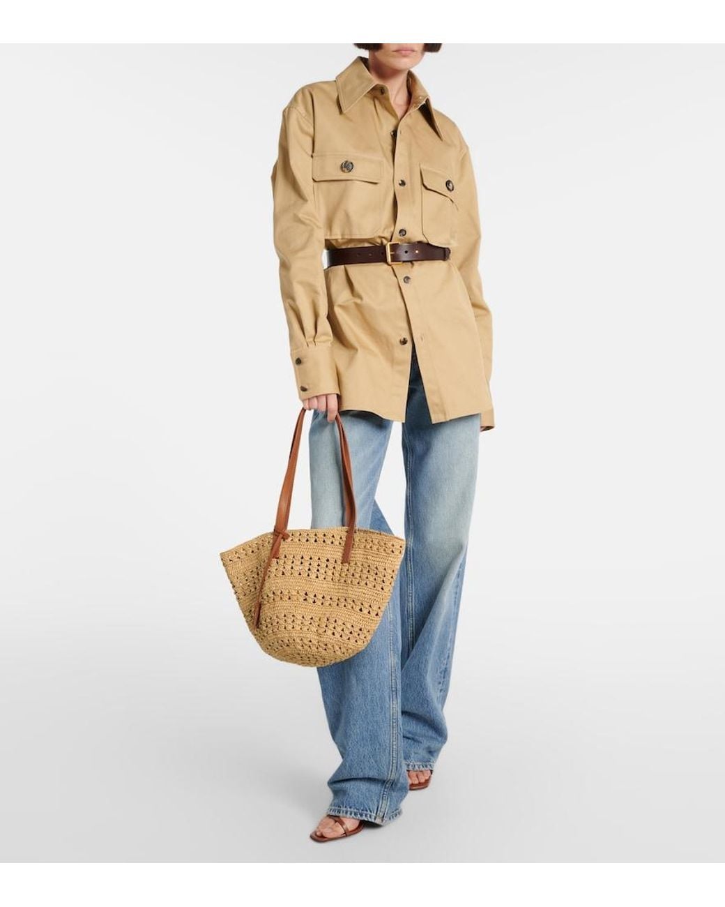 Saint Laurent Natural Panier Small Raffia Basket Bag