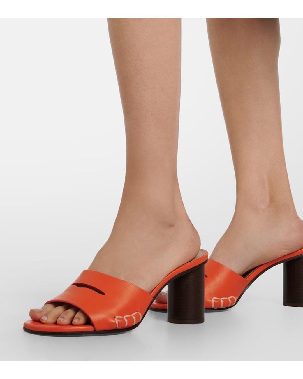 J.W. Anderson Orange Loafer Leather Mules