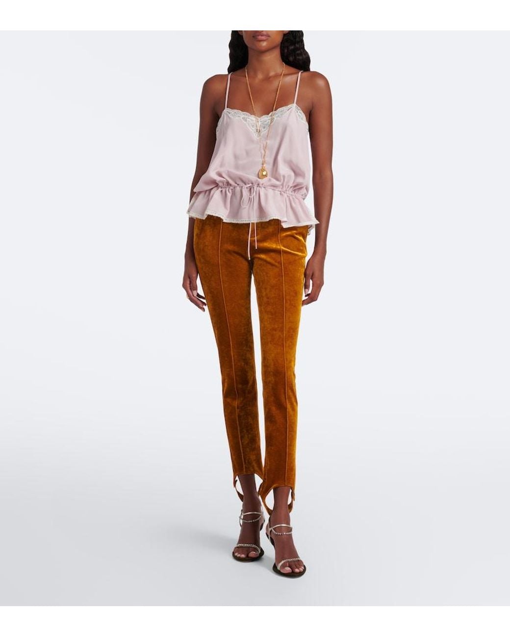 Chloé Brown Velvet Stirrup Pants