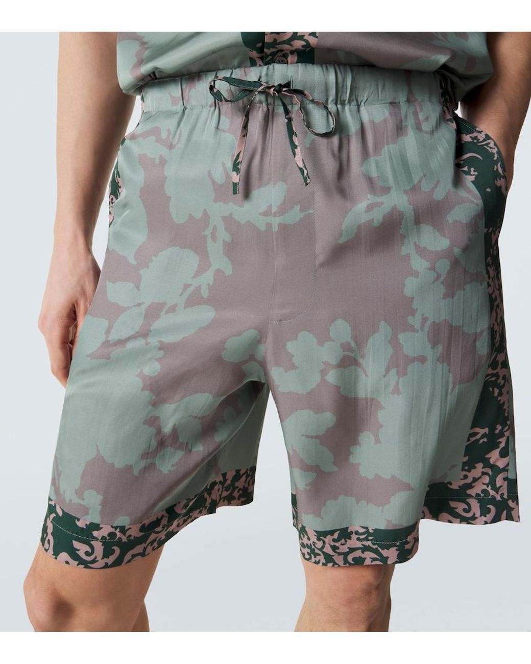 Dries Van Noten Gray Printed Shorts for men