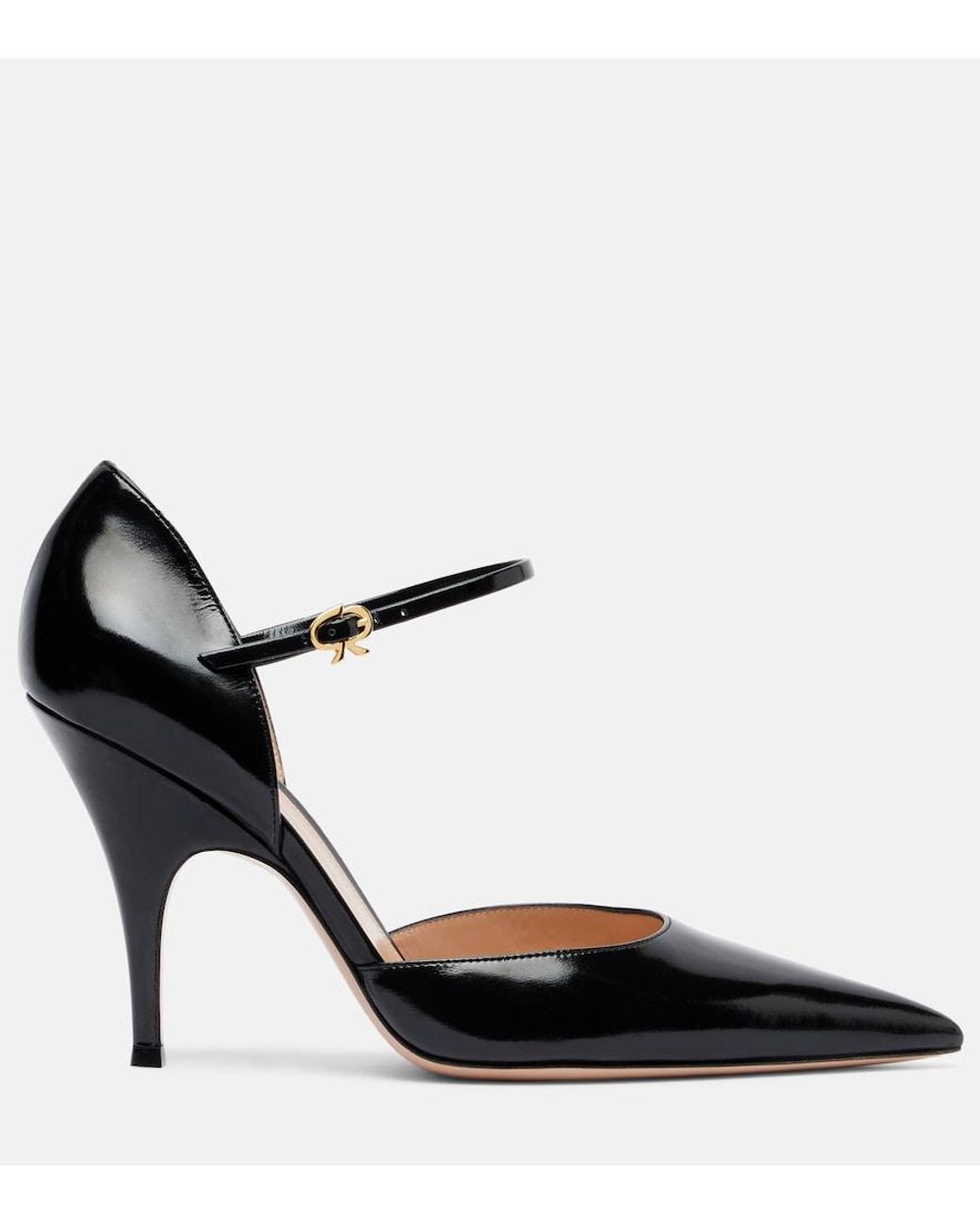 Gianvito Rossi Black Sofia D'Orsay Patent Leather Pumps