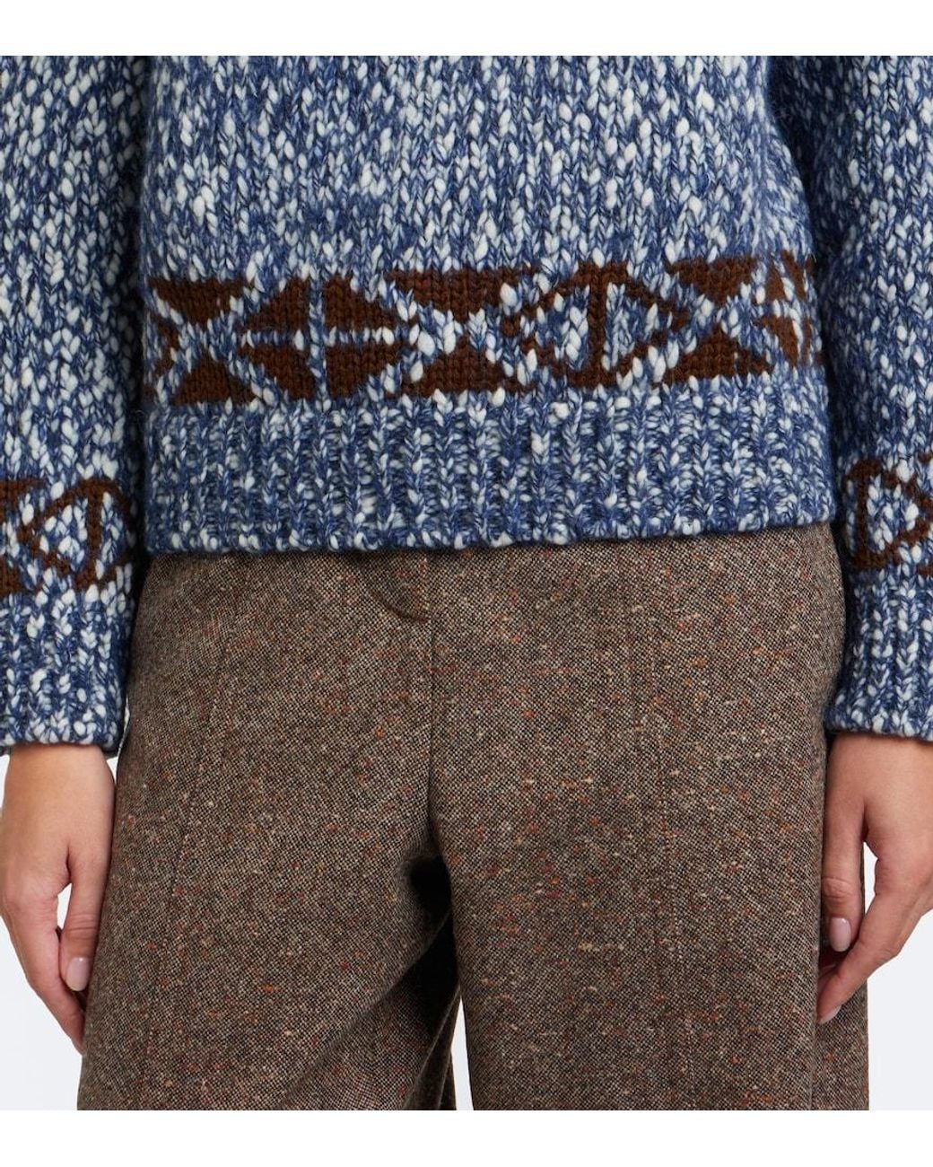 Moncler Blue Fair Isle Wool And Alpaca-Blend Sweater