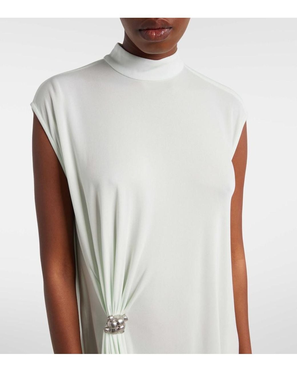 Bottega Veneta White Nodo Quadro Crepe Jersey Midi Dress