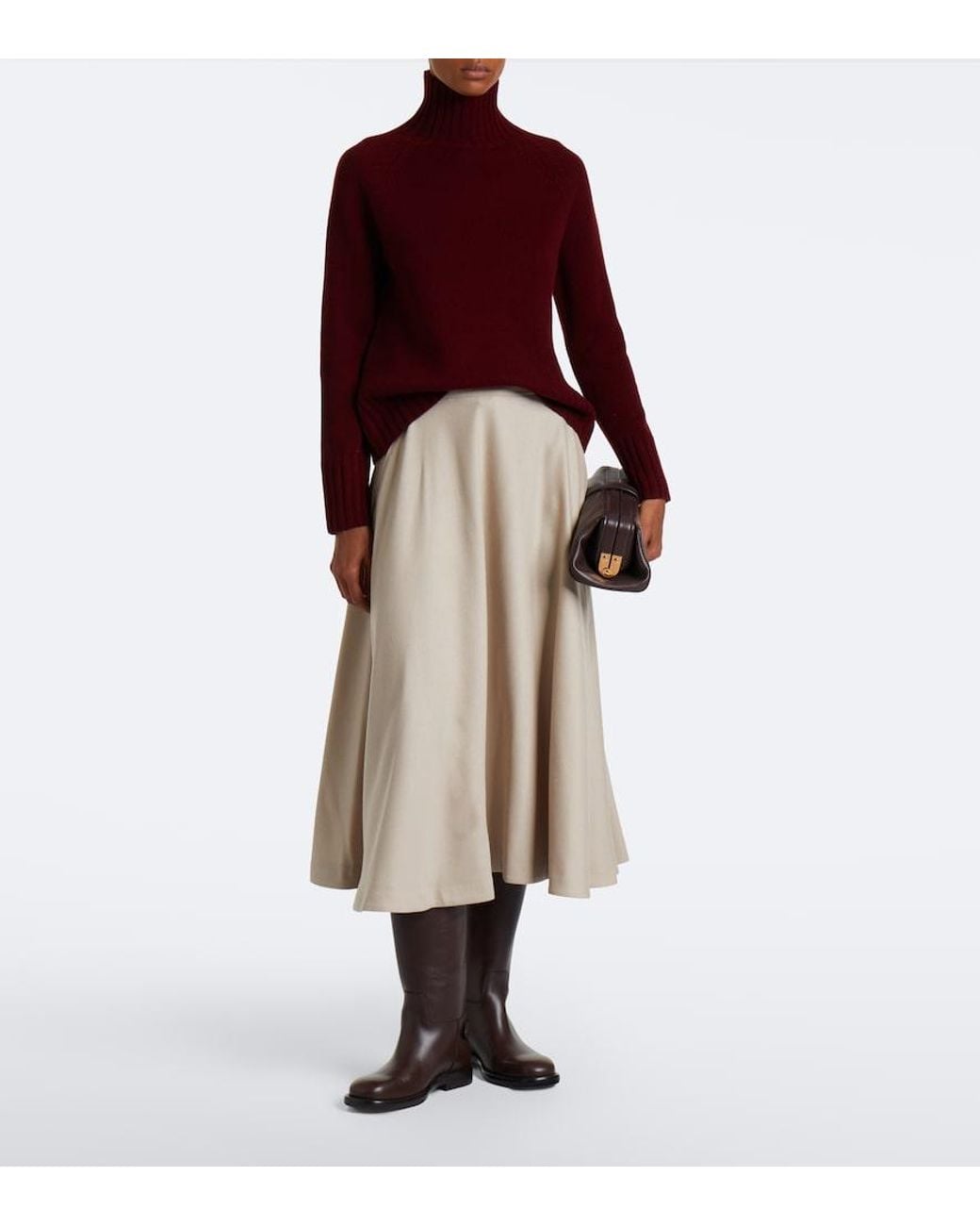 Max Mara Natural Wool Midi Skirt