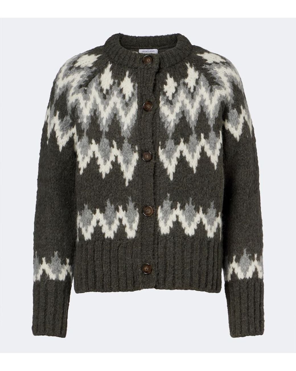 Veronica Beard Black Christina Fair Isle Cardigan