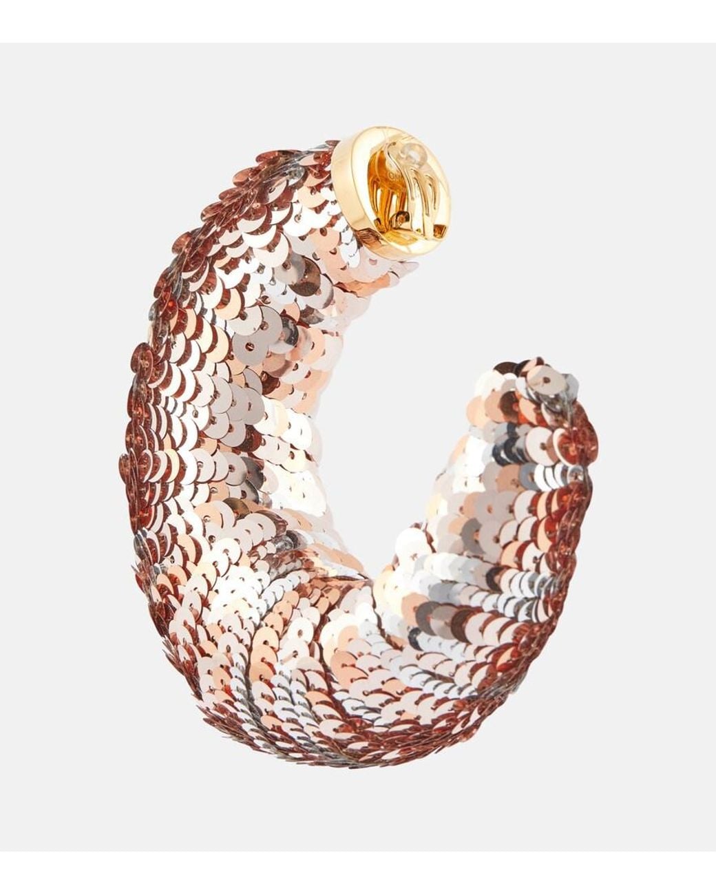 Tom Ford Pink Croissant Sequined Hoop Earrings