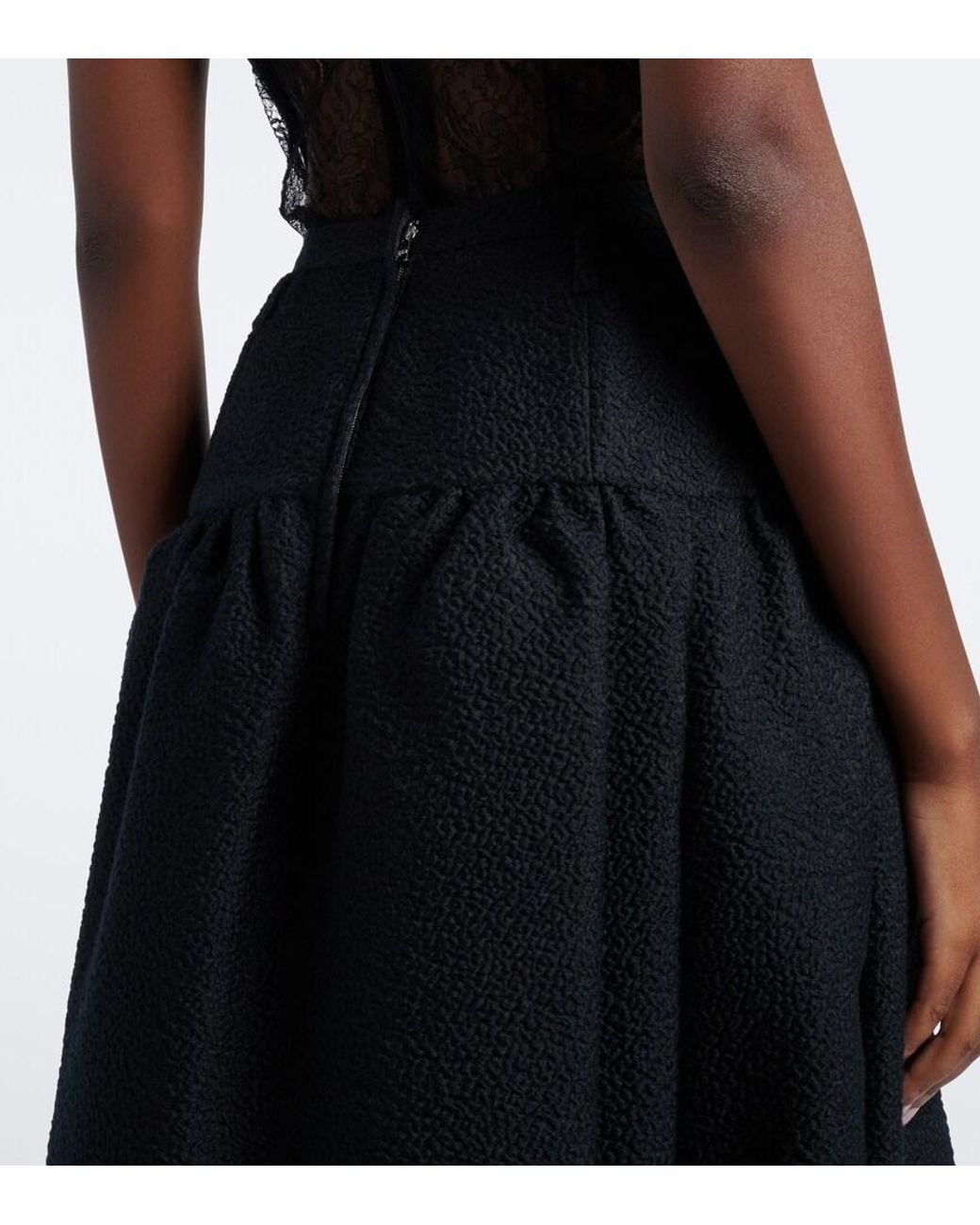 Dolce & Gabbana Black Gathered Wool And Silk-Blend Midi Skirt