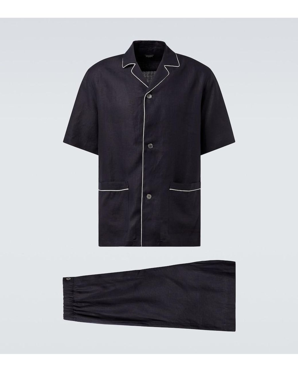 Zegna Blue Linen Pajamas for men