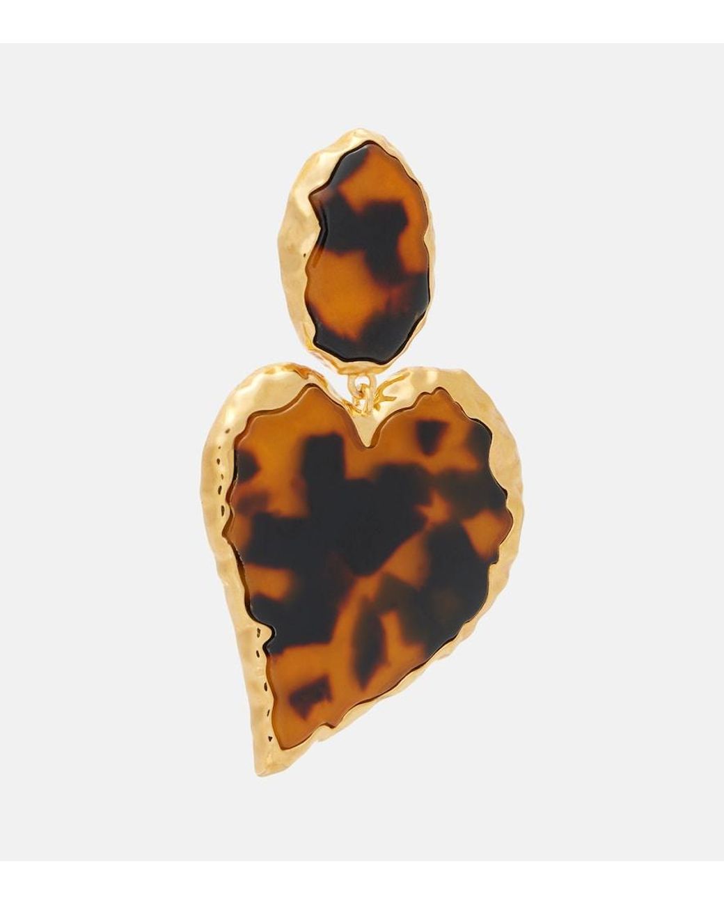 Oscar de la Renta Orange Heart Embellished Clip-On Earrings