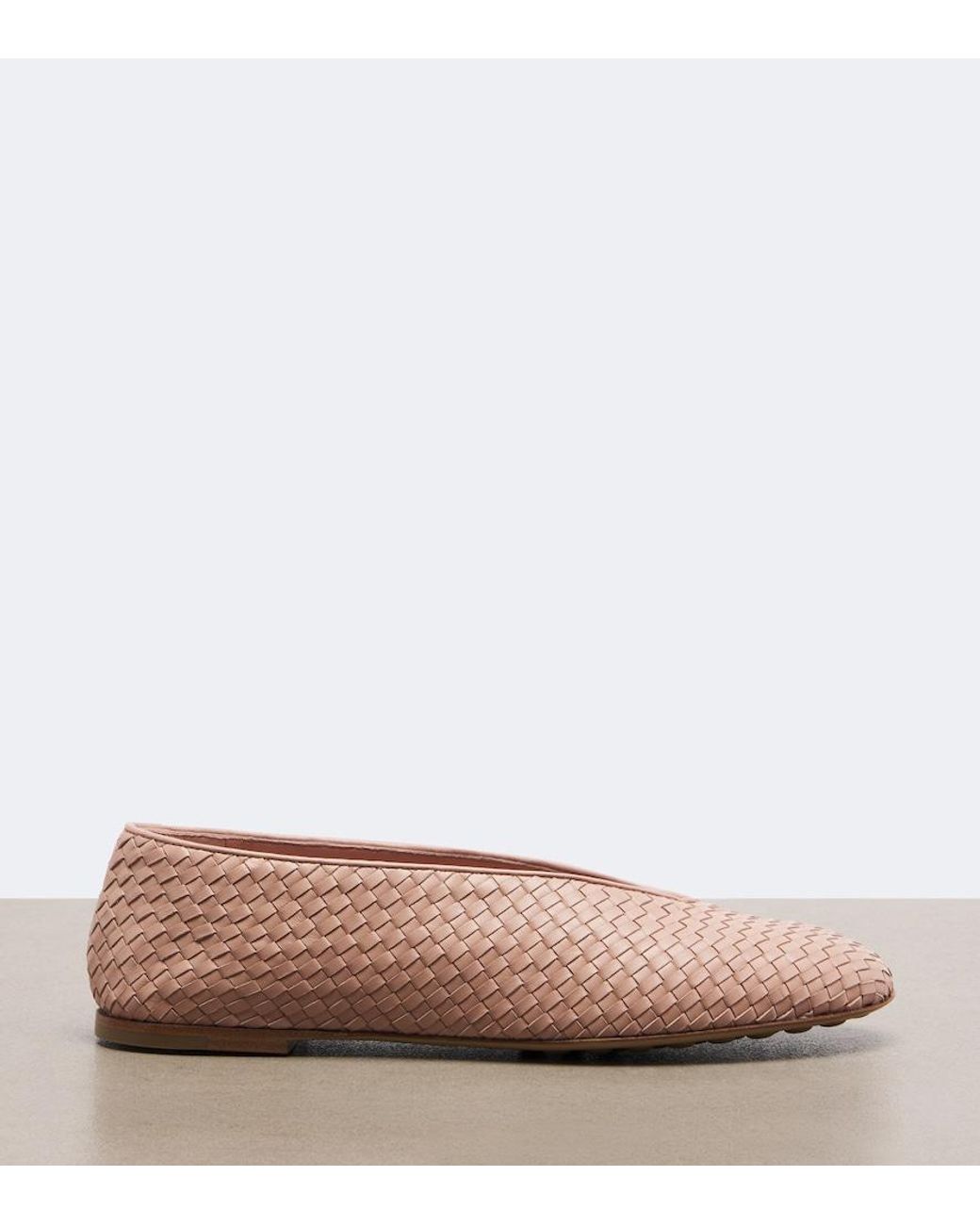Bottega Veneta Pink Rosa Intrecciato Leather Ballet Flat