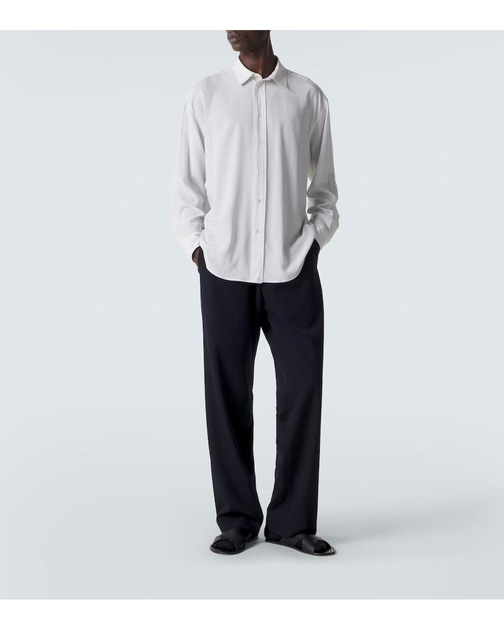 The Row White Granada Pinstripe Silk Poplin Shirt for men