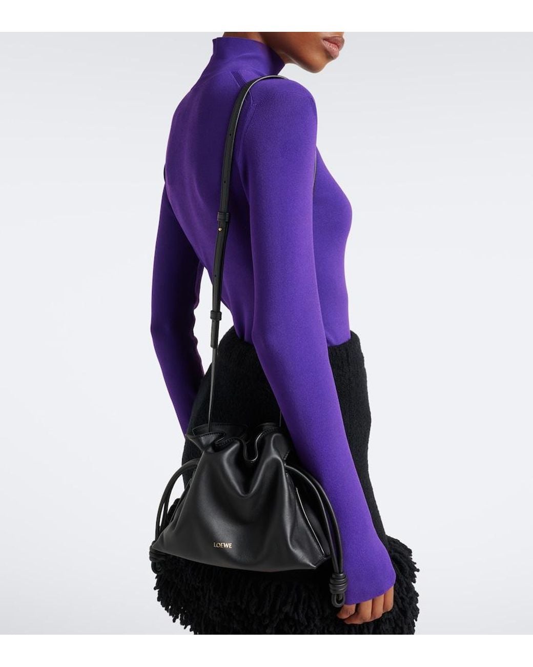 Loewe Black Flamenco Mini Leather Clutch