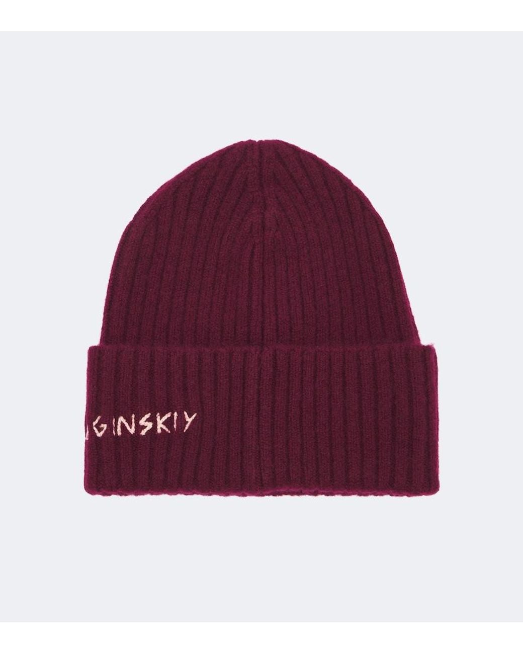Ruslan Baginskiy Red Logo Ribbed-Knit Cashmere Beanie