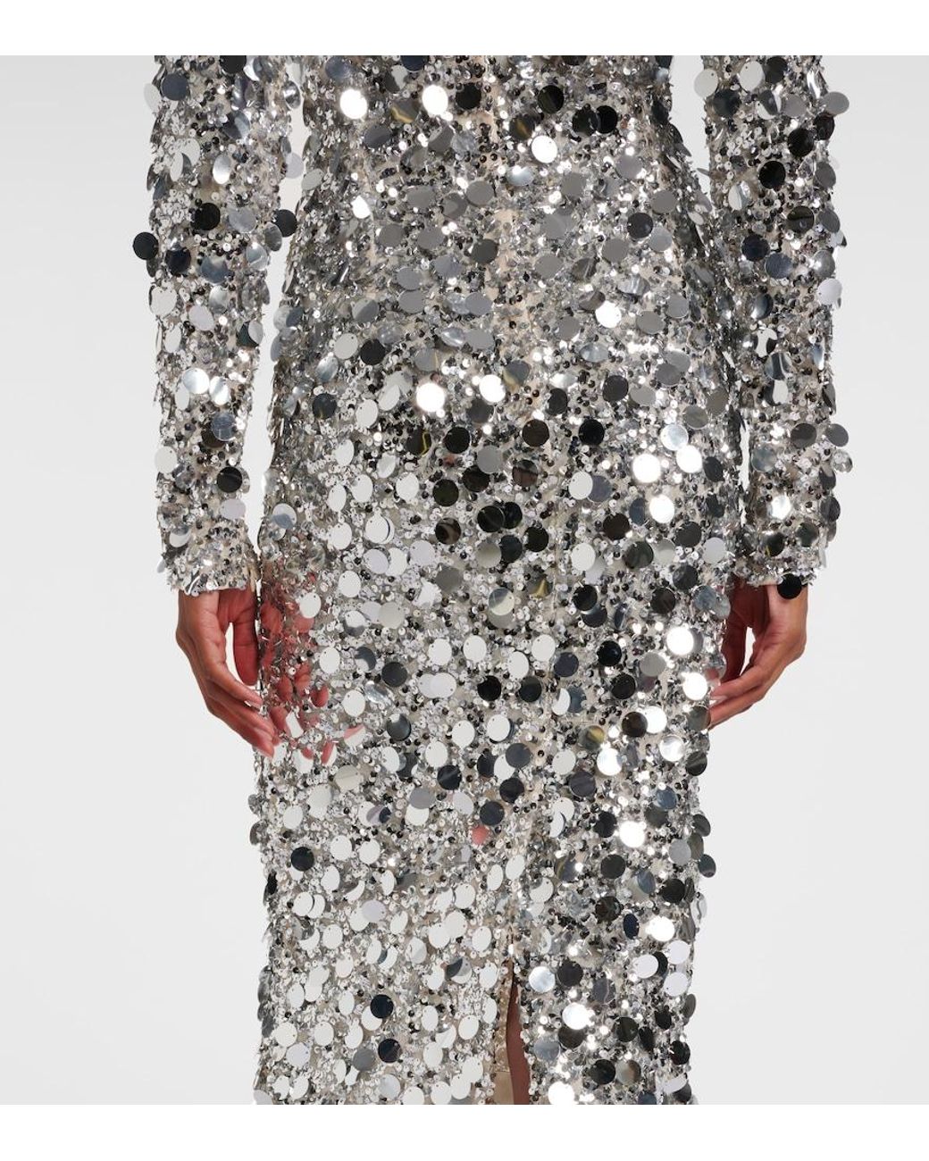 Dolce & Gabbana White Sequined Midi Dress