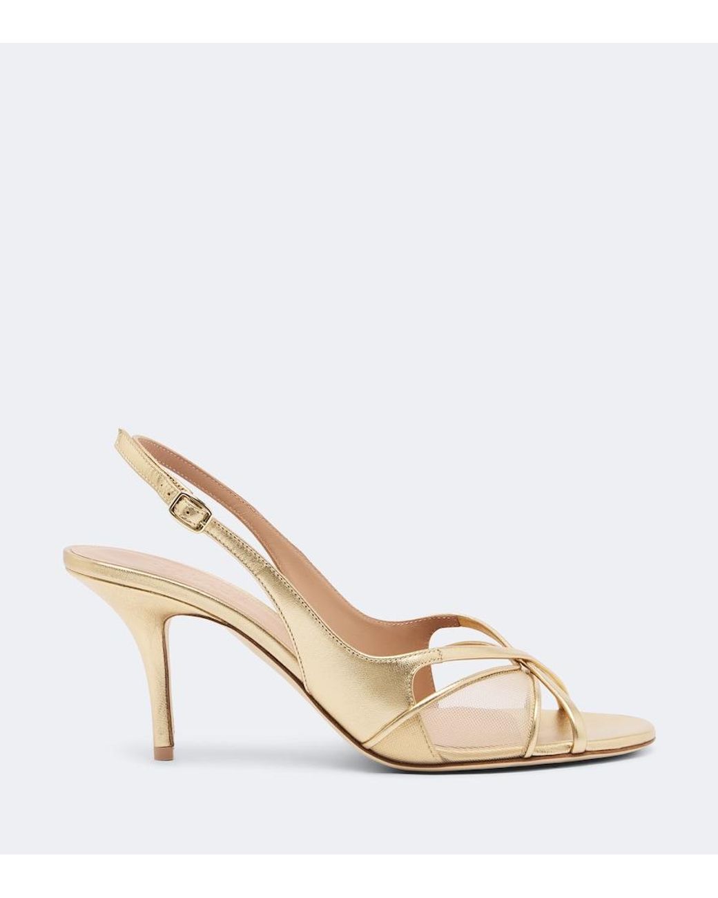 Malone Souliers Metallic Petra Leather And Mesh Slingback Sandals