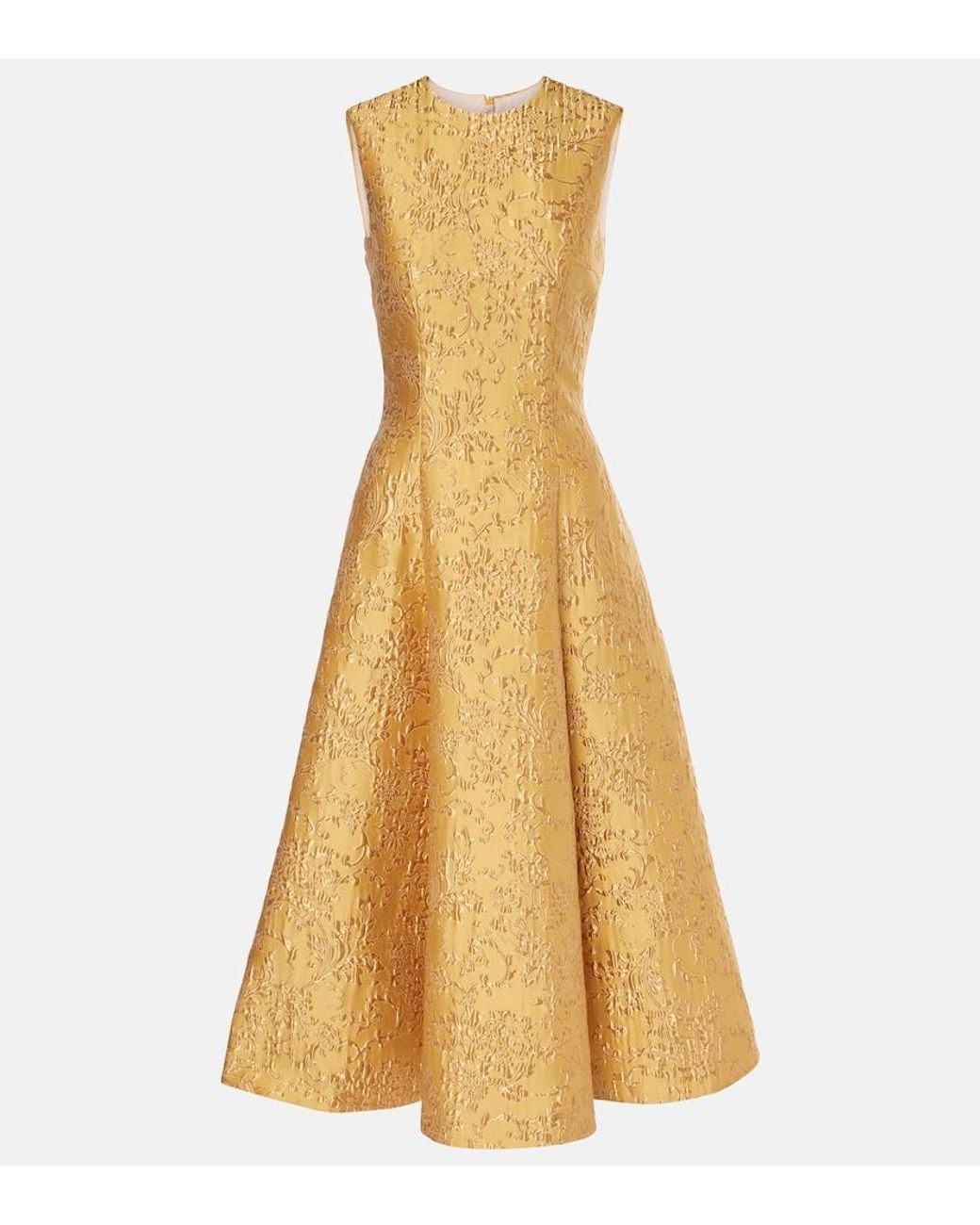 Emilia Wickstead Yellow Mara Floral Embossed Jacquard Midi Dress