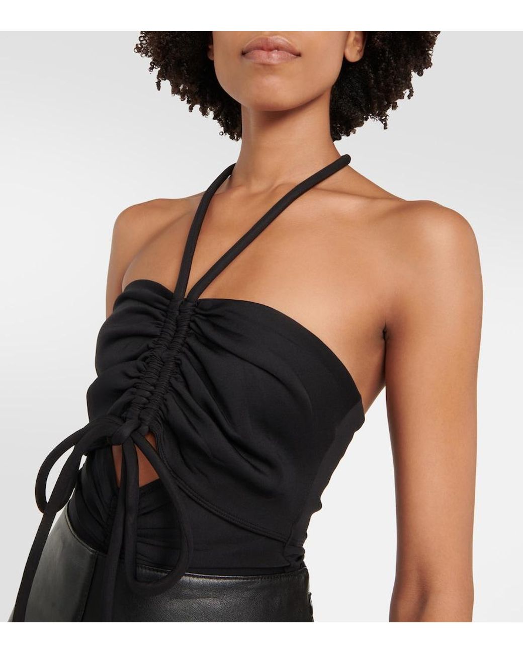 Proenza Schouler Black Compact Jersey Ruched Bodysuit