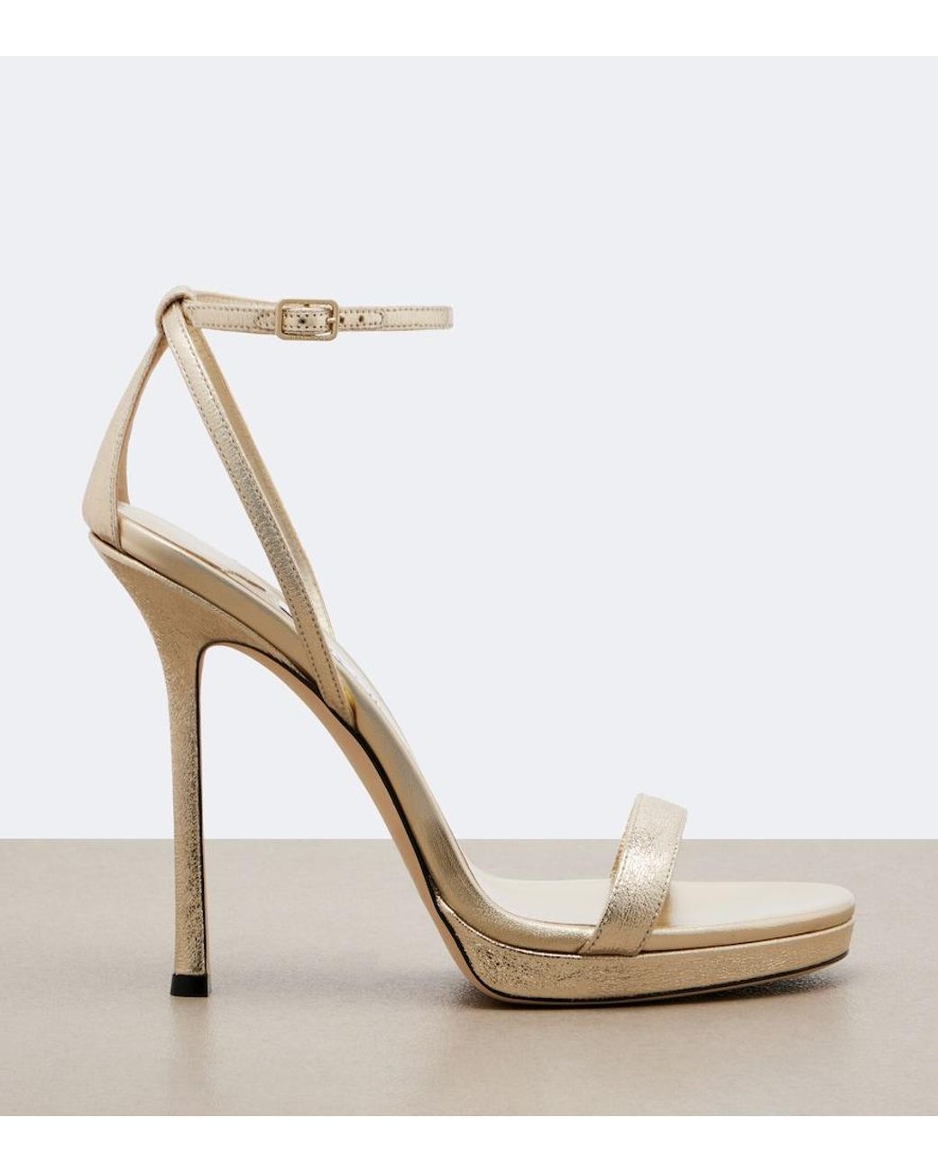 Jimmy Choo Metallic Moza Leather Platform Sandals