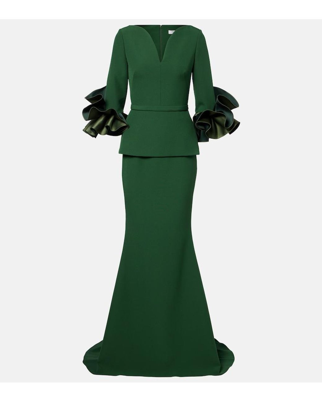 Safiyaa Green Clemenza Crepe Gown