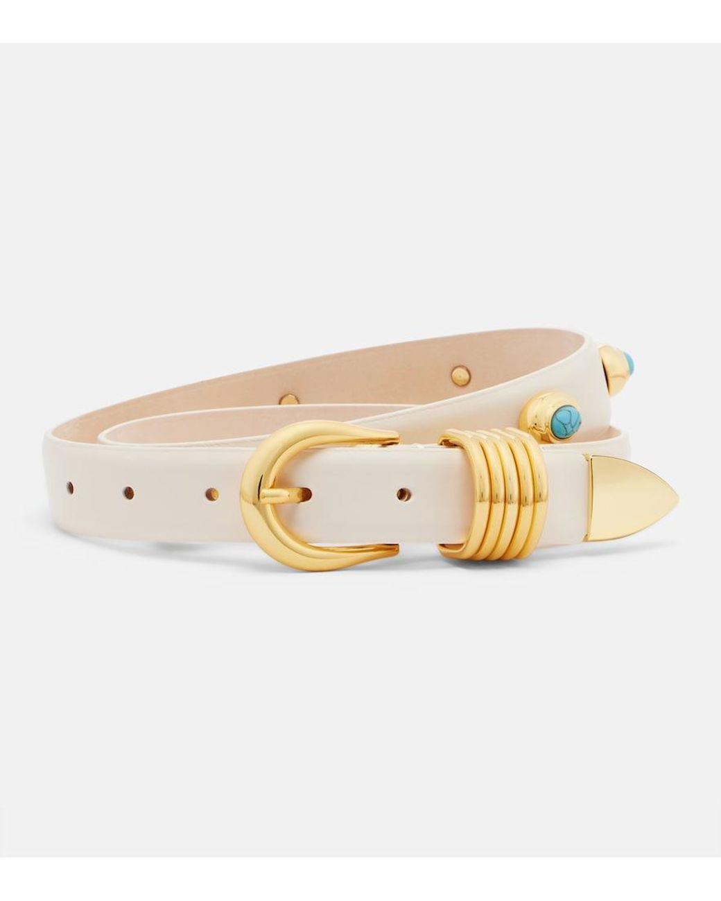 DEHANCHE Natural Hollyhock Embellished Leather Belt