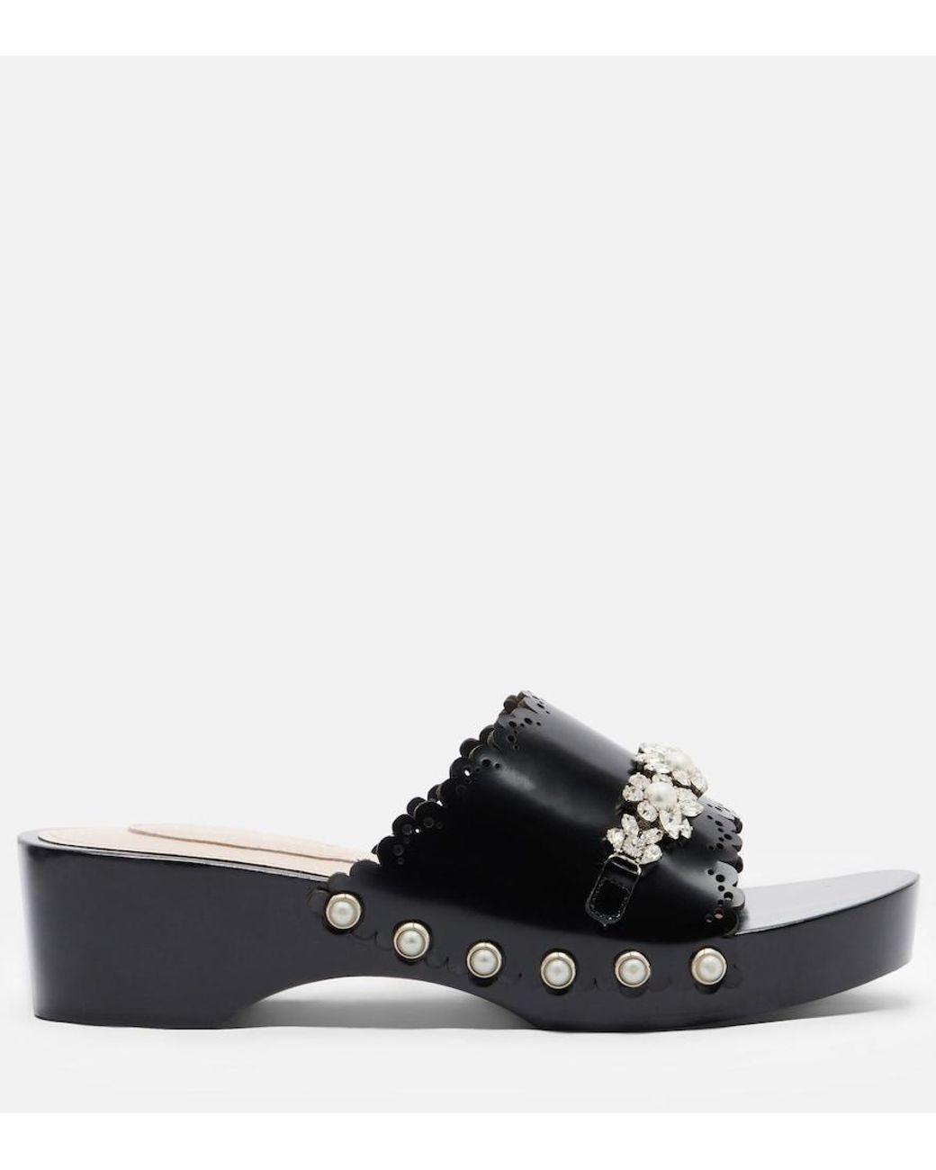 Simone Rocha Black Clogs Aus Leder Mit Kristallen