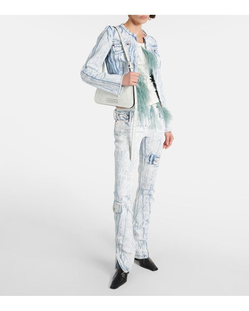 Acne Blue Printed Low-Rise Slim Jeans