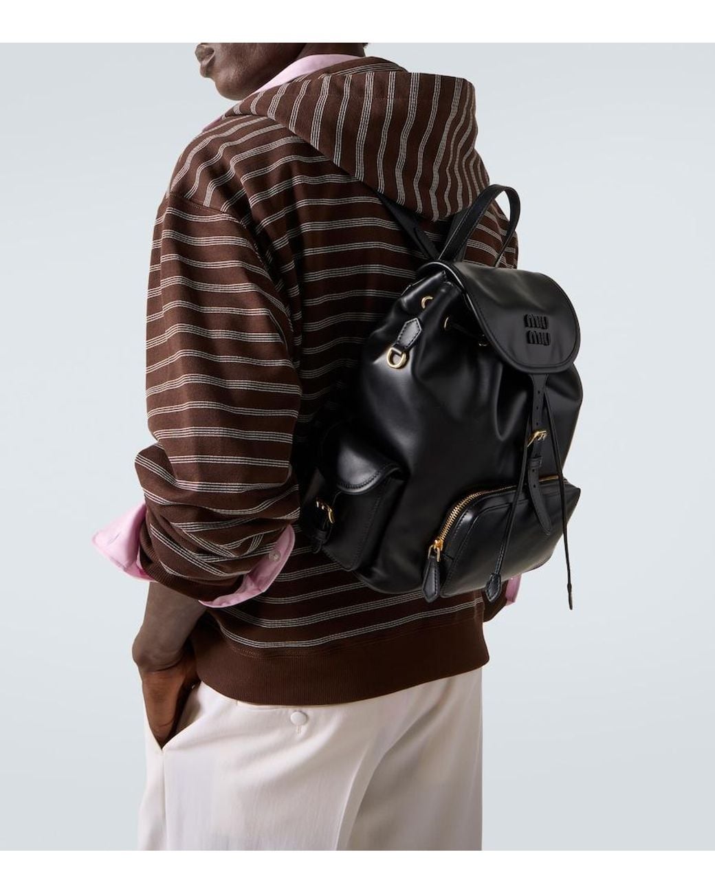 Miu Miu Black Leather Backpack for men