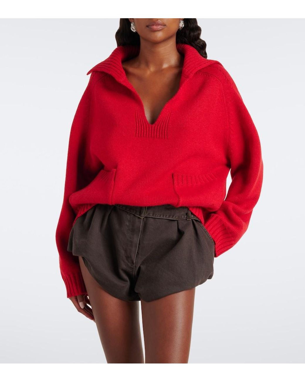 Magda Butrym Red Wool And Cashmere Polo Sweater