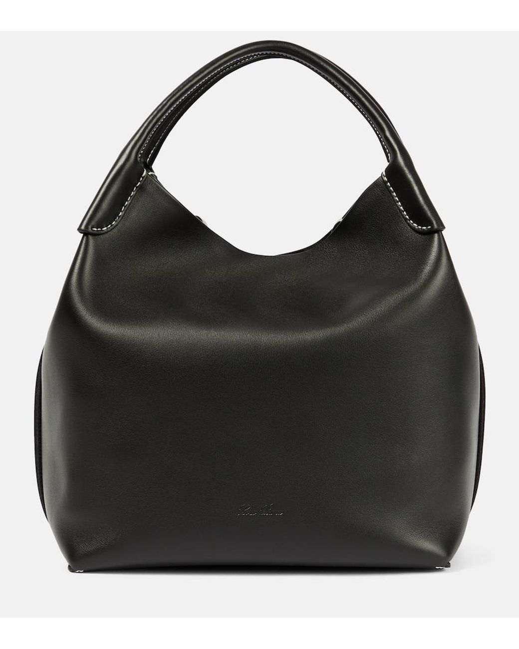 Loro Piana Black Bale Large Leather Tote Bag