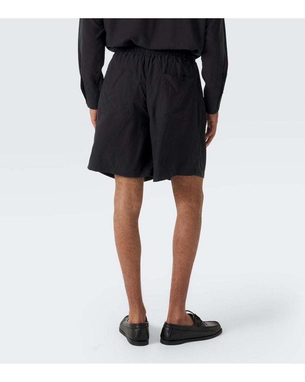 Saman Amel Black Henri Silk Shorts for men