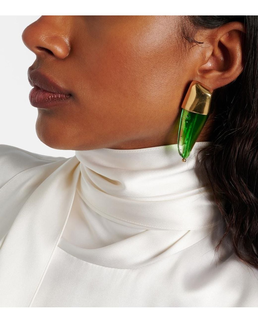 Bottega Veneta Green Prisma Glass Earrings