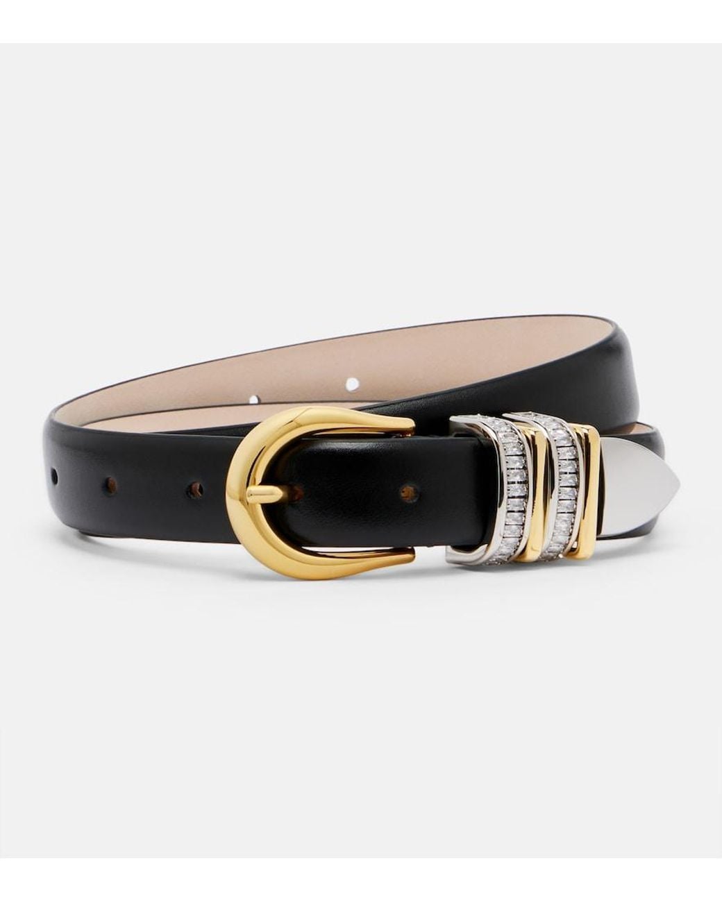 DEHANCHE Black Hollyhock Embellished Leather Belt