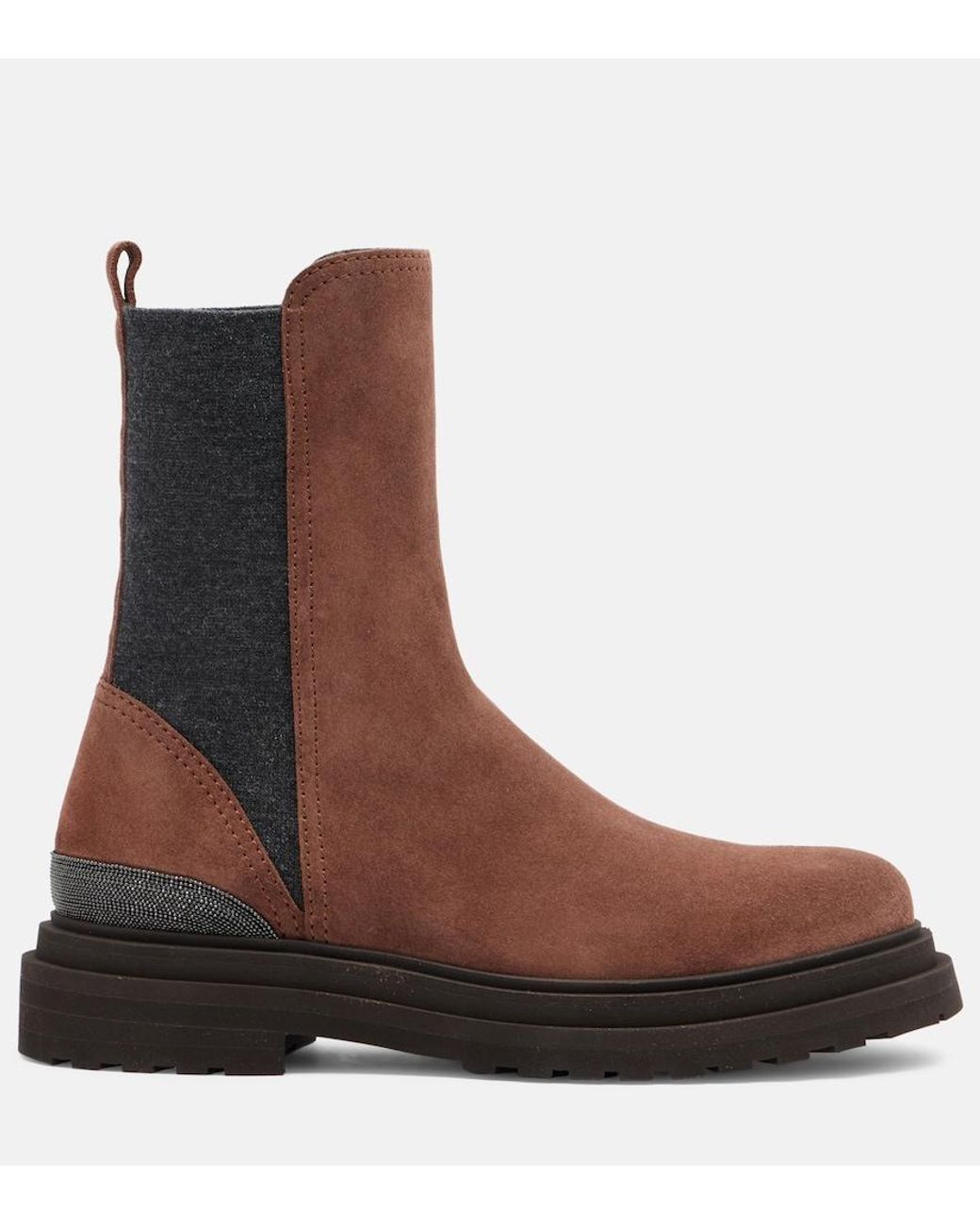 Brunello Cucinelli Brown Monili Suede Chelsea Boots