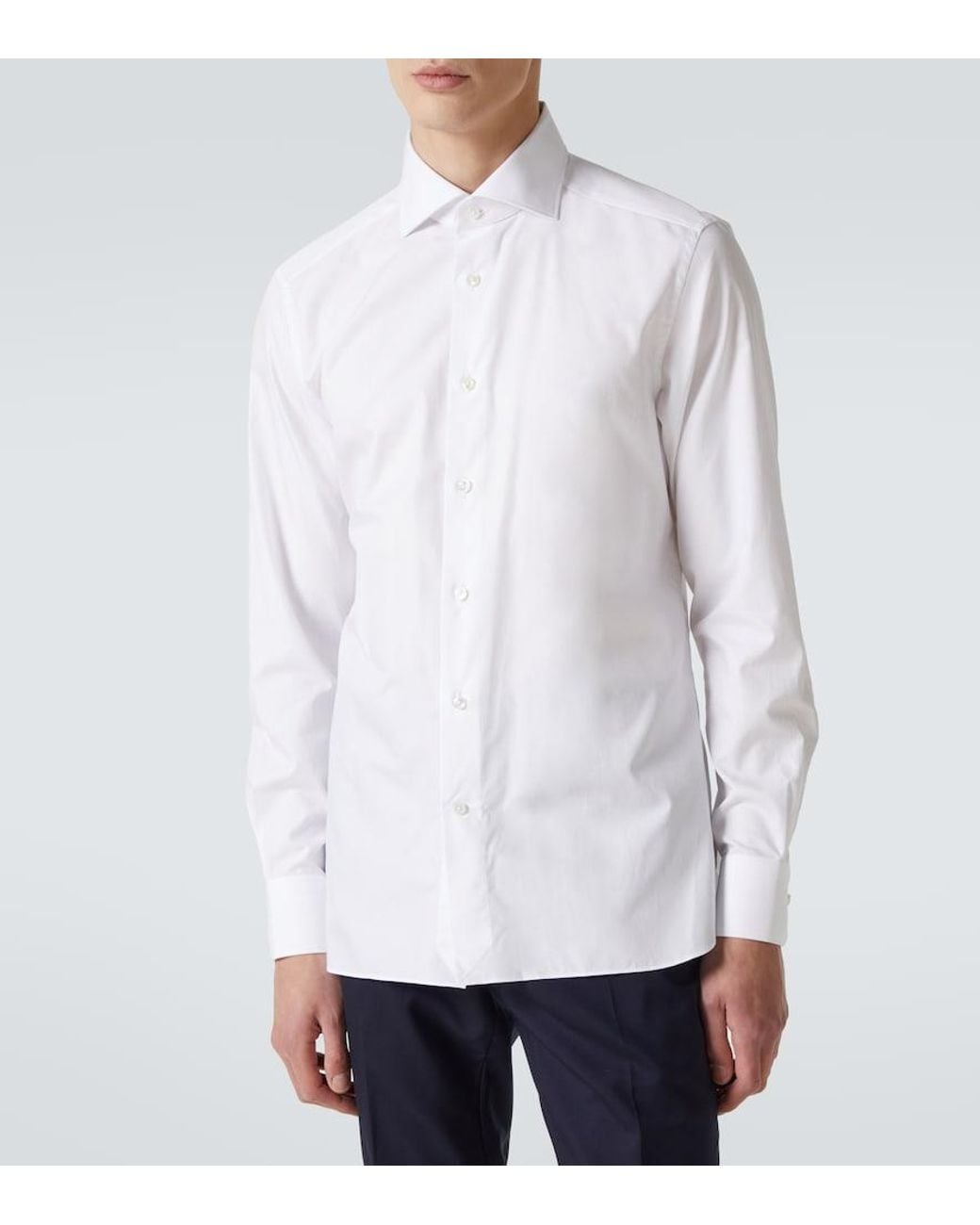 Zegna White Cotton Poplin Shirt for men