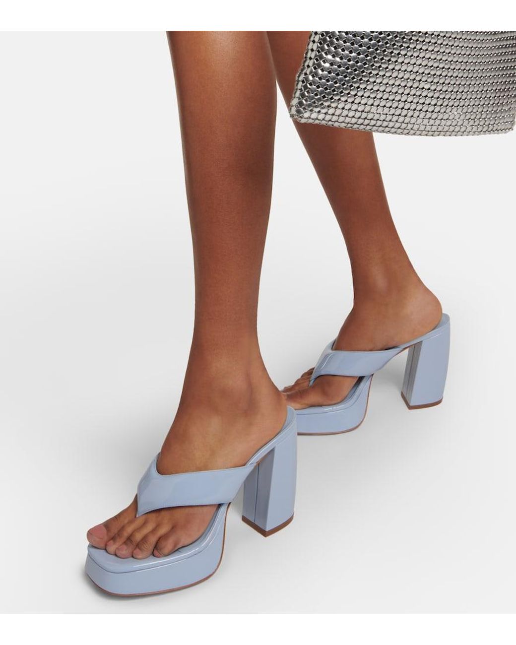 Gia Borghini Blue Patent Leather Platform Sandals