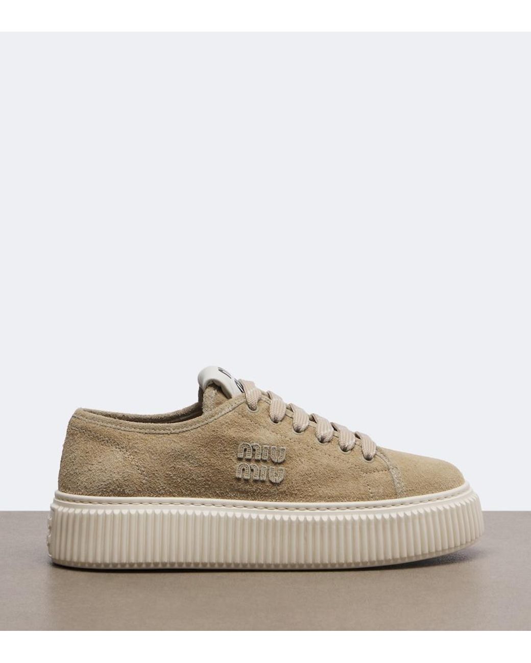 Miu Miu Natural Suede Platform Sneakers