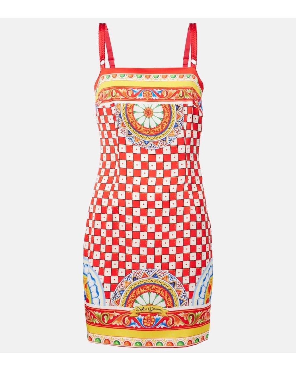 Dolce & Gabbana Red Taormina Printed Silk-Blend Minidress