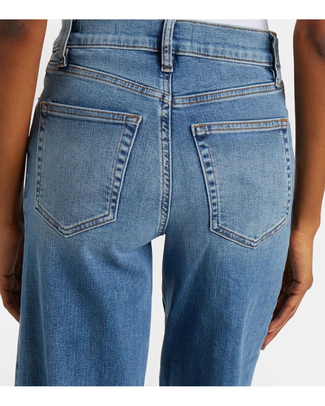 FRAME Blue Le Slim Palazzo Long Wide-Leg Jeans