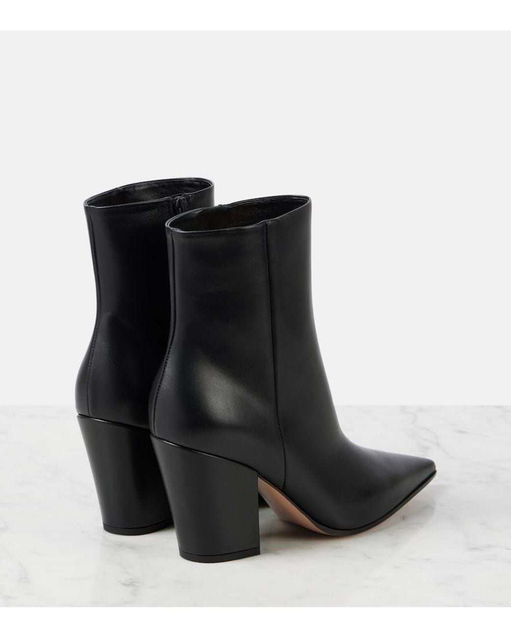 Gianvito Rossi Black Keinna 85 Leather Ankle Boots