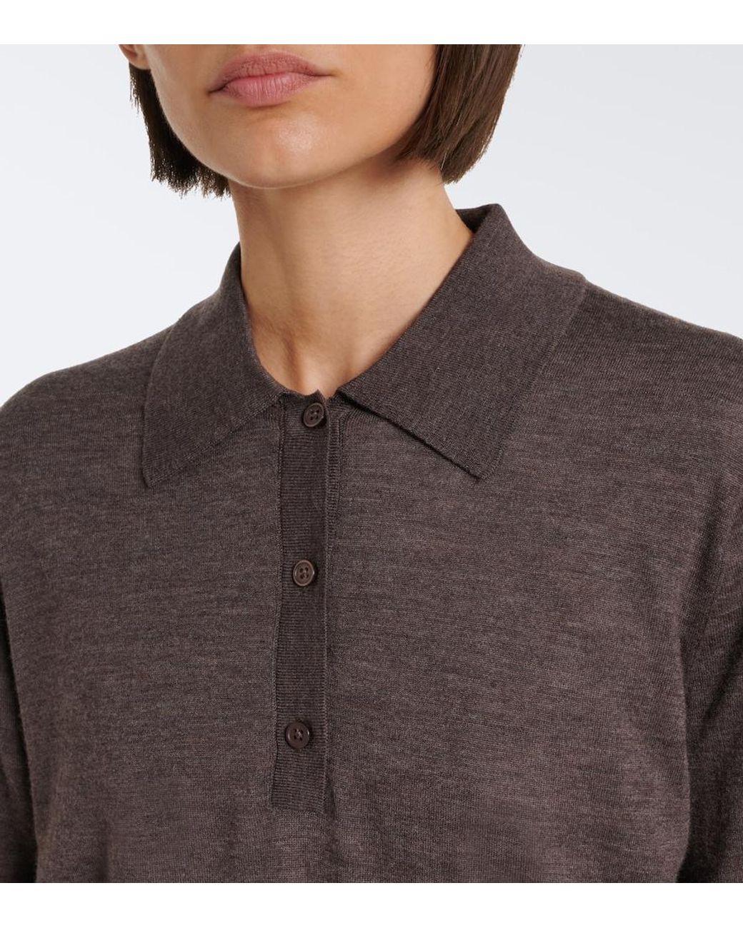 Loulou de Saison Gray Miles Cashmere Polo Sweater