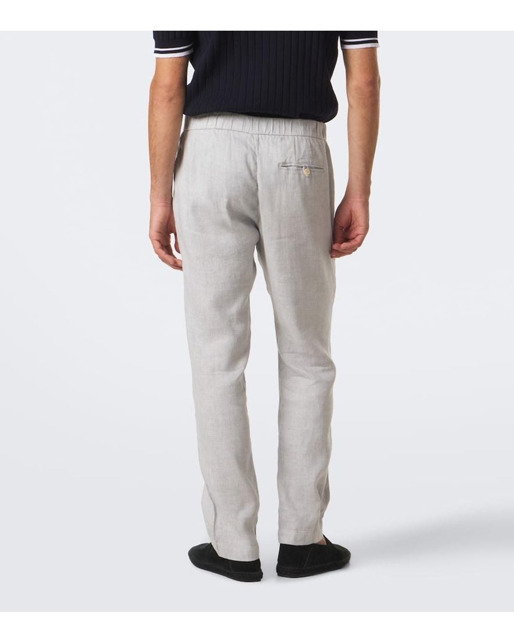 Frescobol Carioca Gray Oscar Linen And Cotton Straight Pants for men
