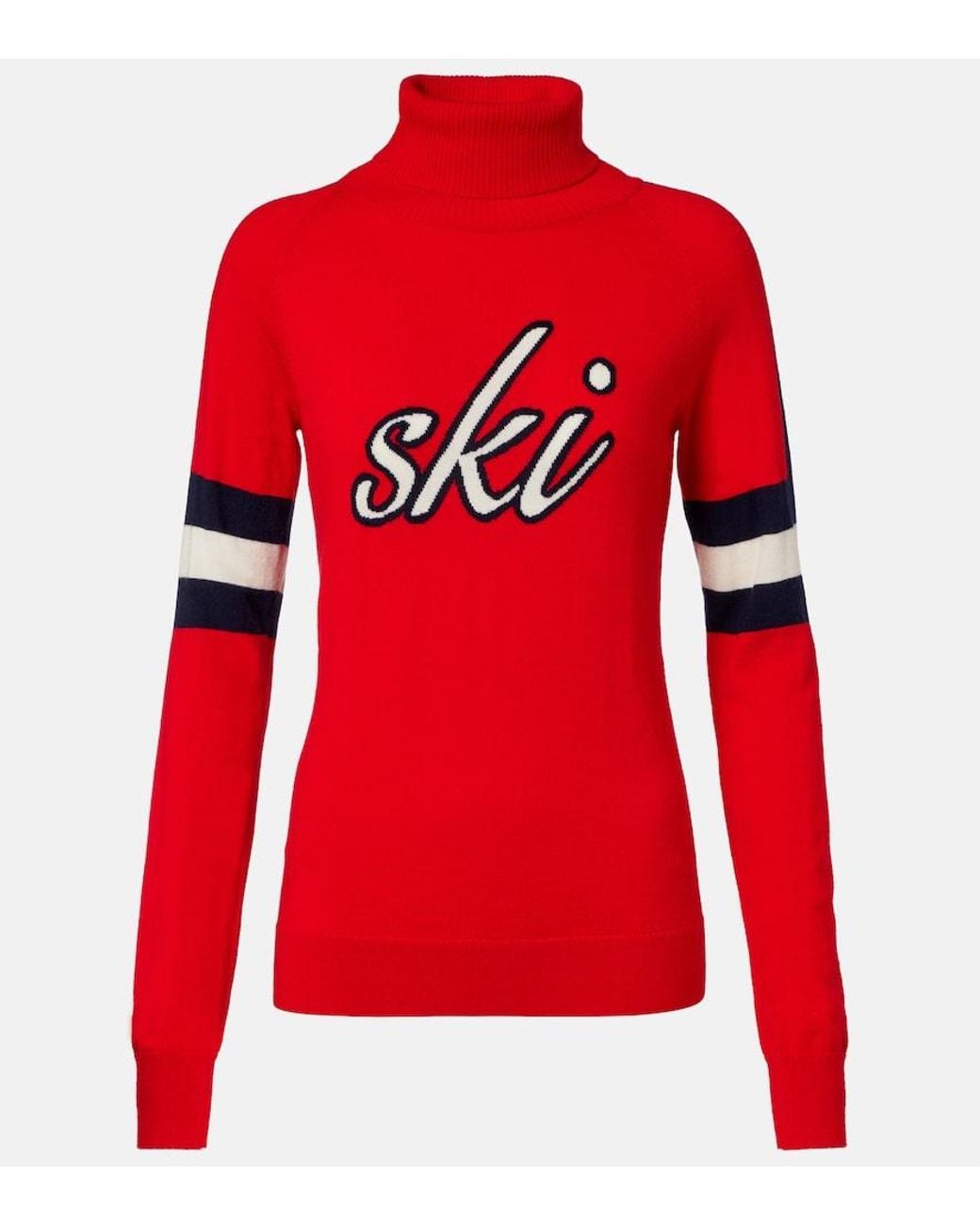 Perfect Moment Red Bright Neve Ski Intarsia Merino Wool Sweater