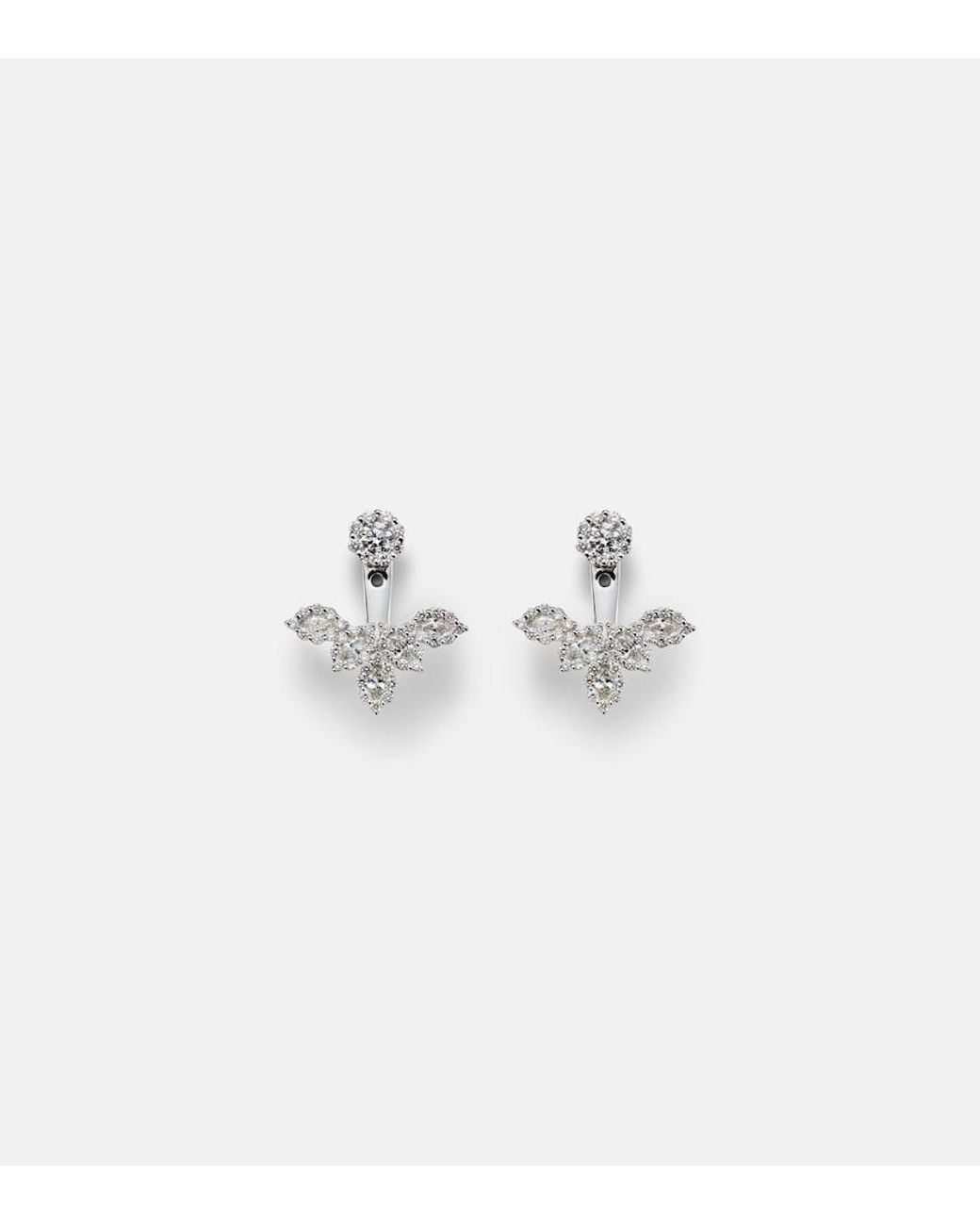 YEPREM White Moonflower 18Kt Earrings With Diamonds