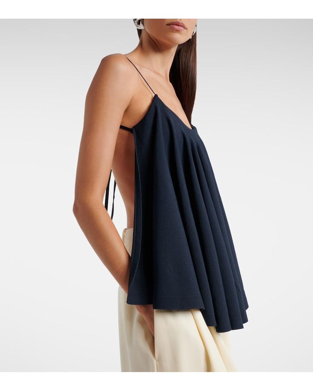 Jacquemus Blue Voile Open-Back Jersey Top
