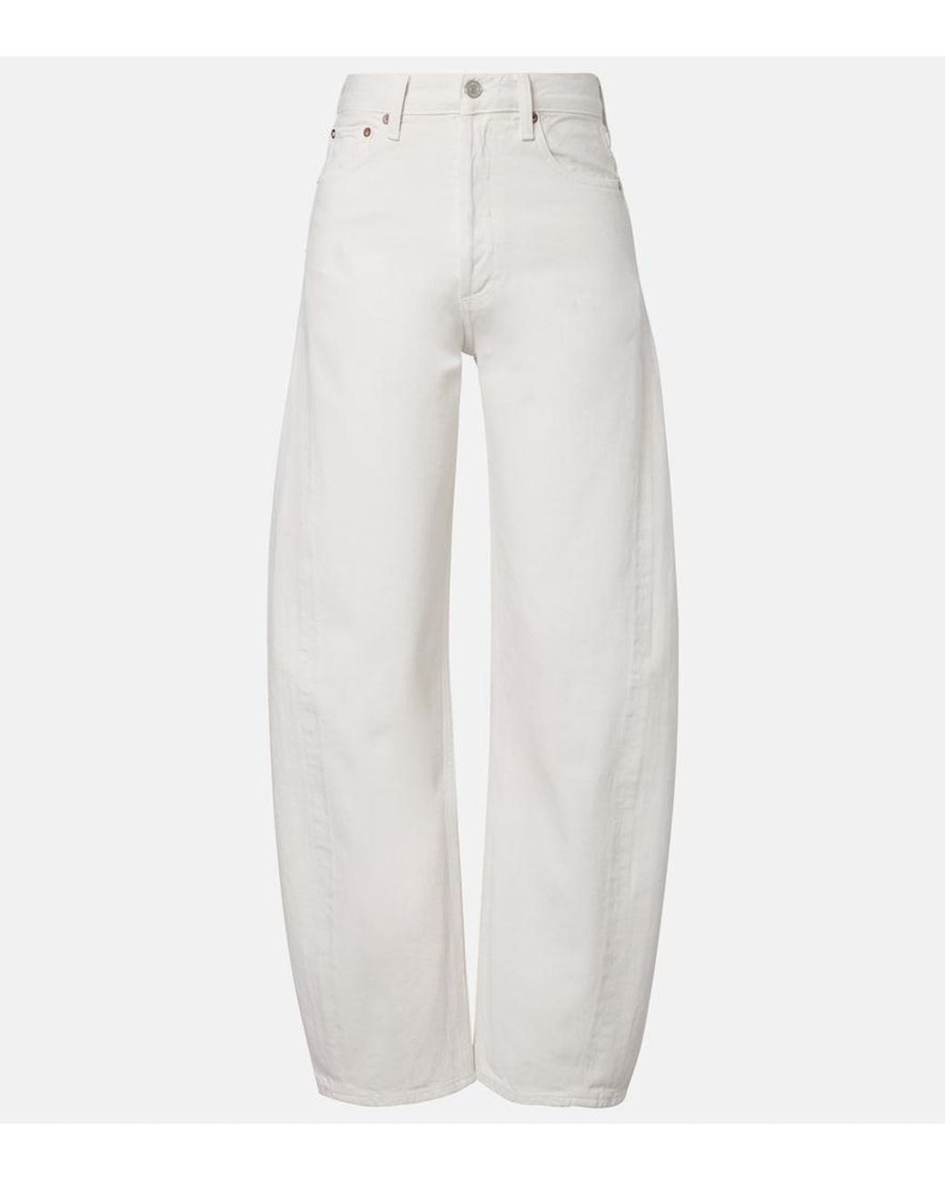 Agolde White Luna Barrel-Leg Jeans