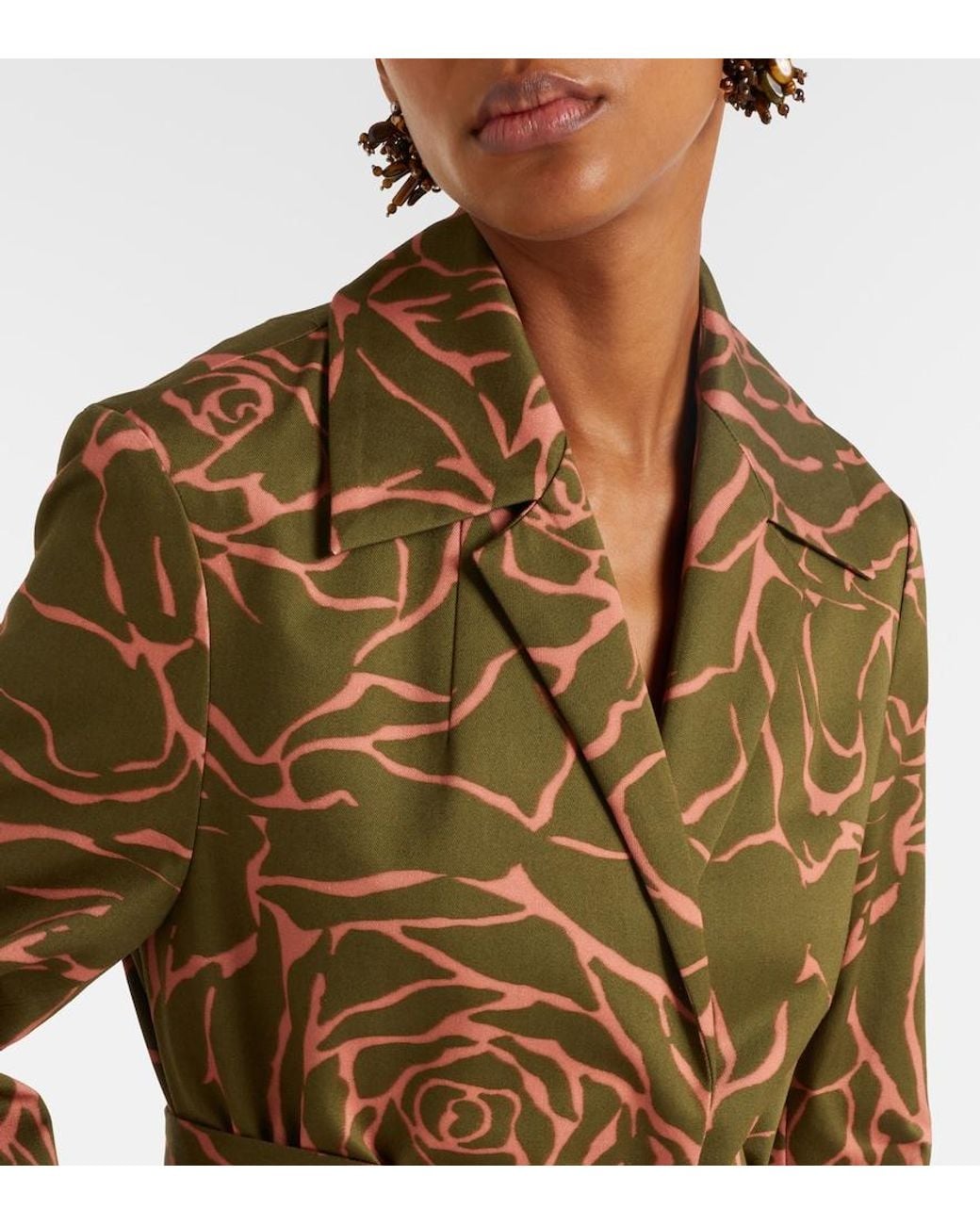 Dries Van Noten Brown Floral Sequined Cotton Wrap Coat