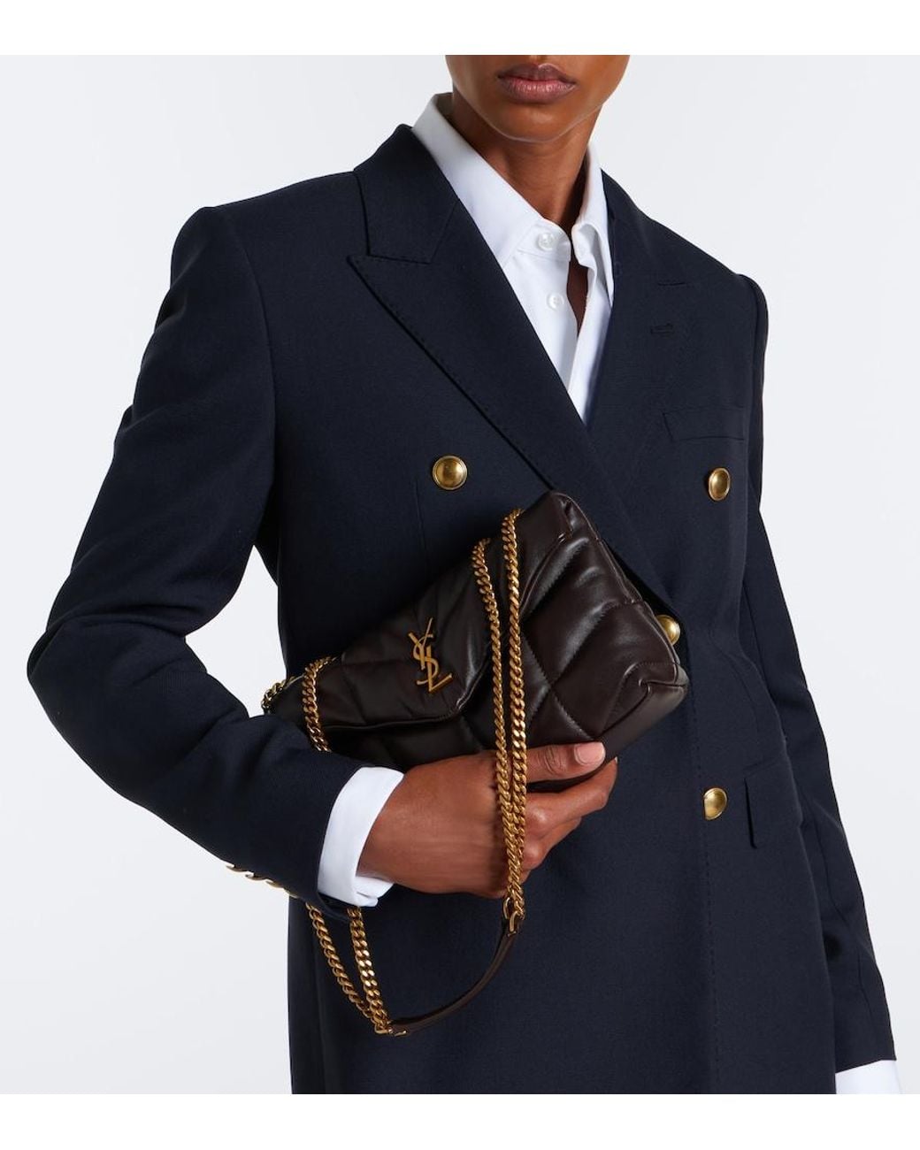 Saint Laurent Black Loulou Mini Leather Shoulder Bag