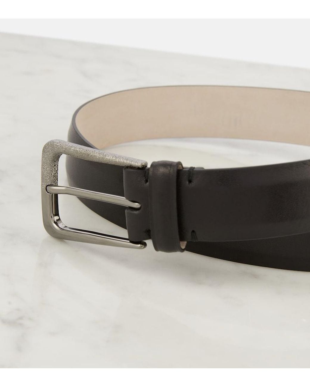 Brunello Cucinelli Black Leather Belt